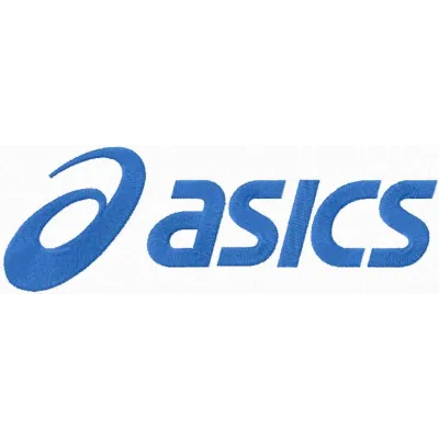 Asics logo embroidery design showcased on a stylish t-shirt, perfect for fashion and apparel enthusiasts.