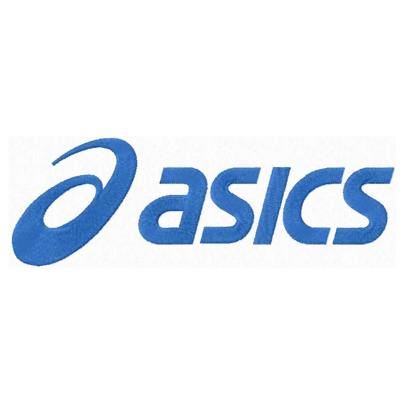 Asics logo embroidery design showcased on a stylish t-shirt, perfect for fashion and apparel enthusiasts.