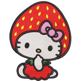Hello Kitty Strawberry hat embroidery design - Embroidery Design