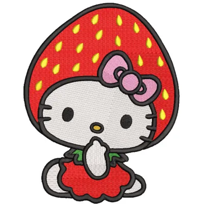 Preview of Hello Kitty Strawberry embroidery design featuring a cute character with strawberries.