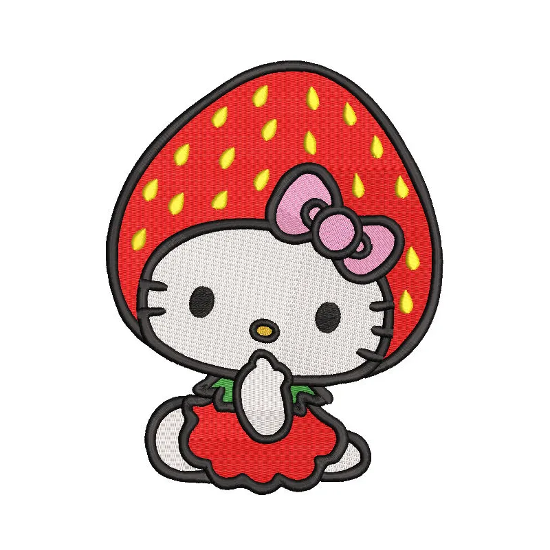 Preview of Hello Kitty Strawberry embroidery design featuring a cute character with strawberries.