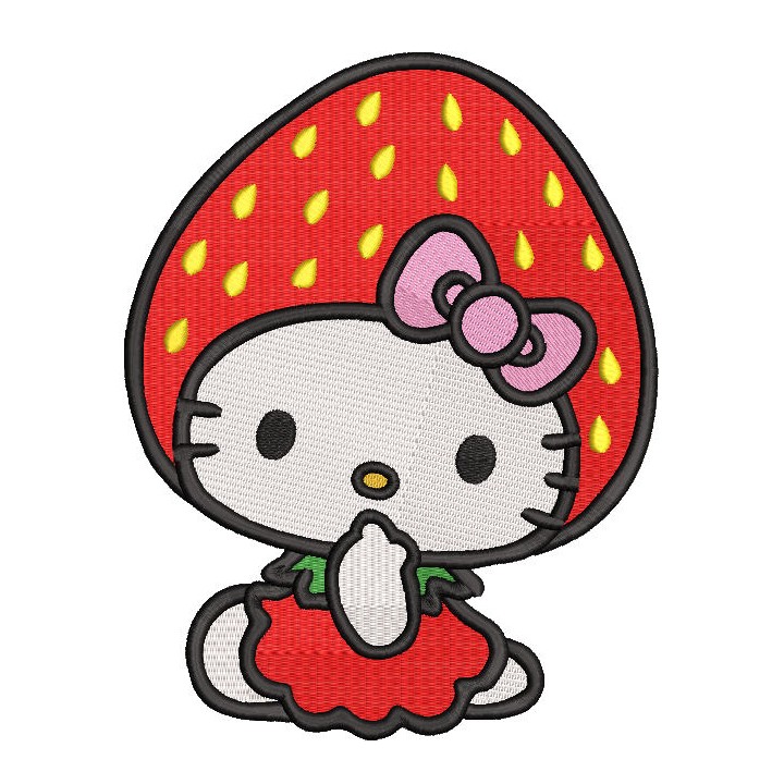 Hello Kitty Strawberry hat embroidery design - Embroidery Design