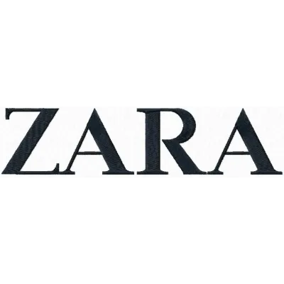 ZARA logo embroidery design preview showcasing a stylish stitched motif for fashion and apparel.