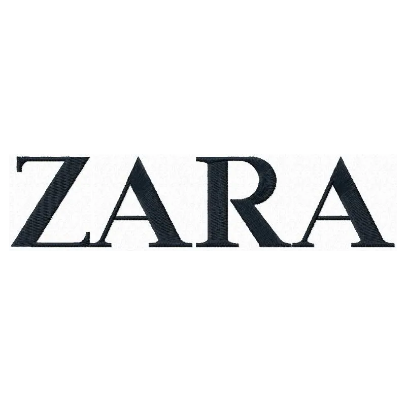 ZARA logo embroidery design preview showcasing a stylish stitched motif for fashion and apparel.