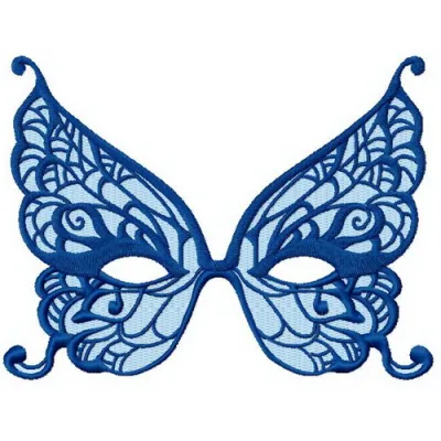 Preview of a butterfly mask embroidery design, showcasing intricate stitched motifs for creative mask making.