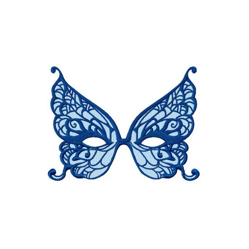 Preview of a butterfly mask embroidery design, showcasing intricate stitched motifs for creative mask making.