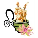 Two candles embroidery design featuring intricate details, perfect for Christmas decorations on various fabrics.