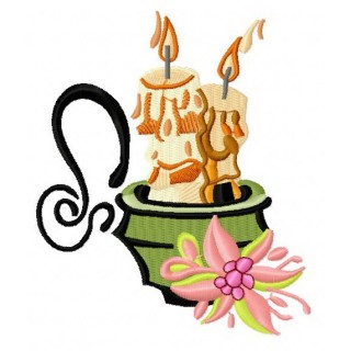 Two candles embroidery design - Embroidery Design