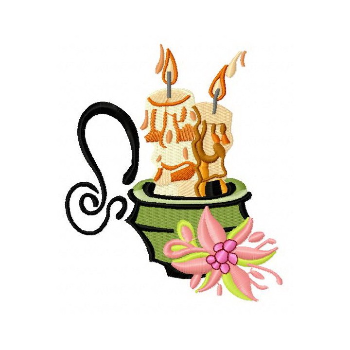 Two candles embroidery design - Embroidery Design