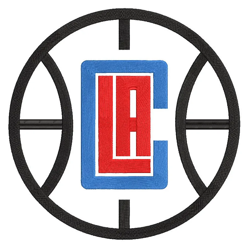 Embroidery design preview of the Los Angeles Clippers alternative logo 2016 featuring vibrant colors and detailed stitching.