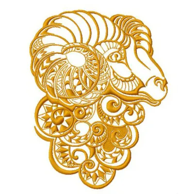 Ram 2 embroidery design showcasing a detailed stitched motif of a ram, perfect for farm animal enthusiasts.