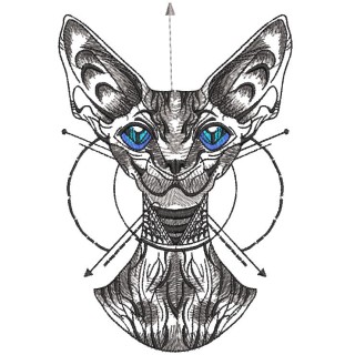Graceful peterbald embroidery design - Embroidery Design