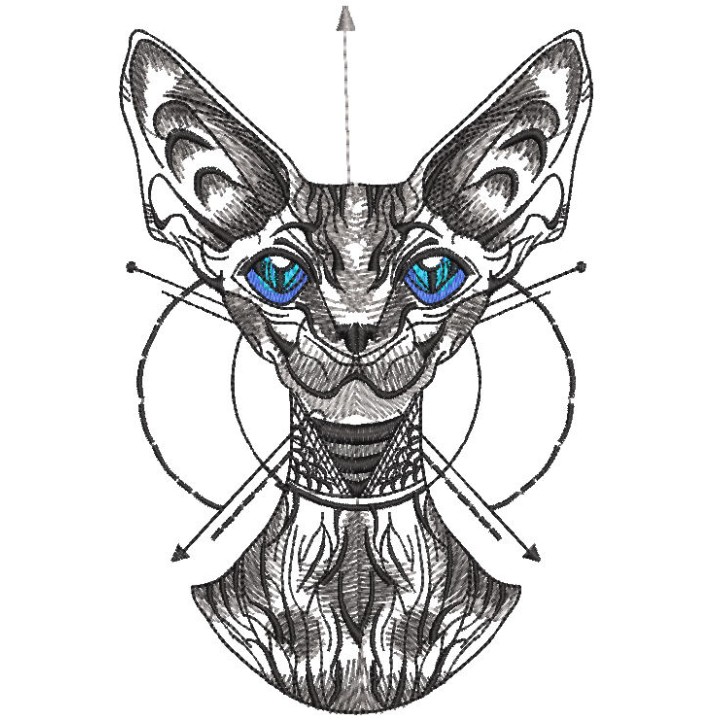 Graceful peterbald embroidery design - Embroidery Design