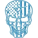 Preview of the Patriotic Skull 2 embroidery design featuring a skull motif with American flag elements.