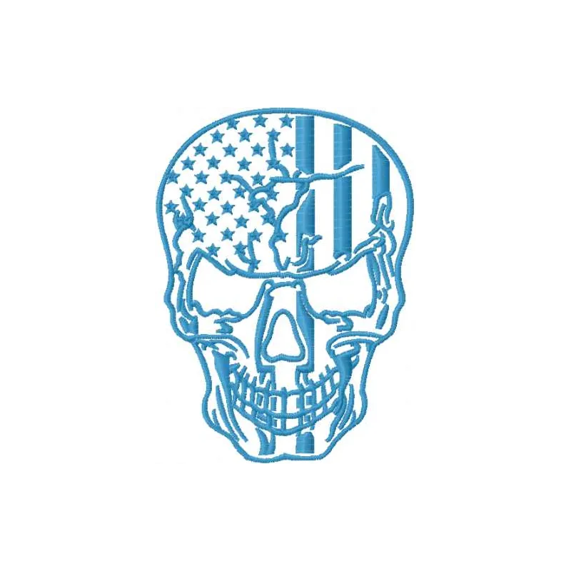 Preview of the Patriotic Skull 2 embroidery design featuring a skull motif with American flag elements.