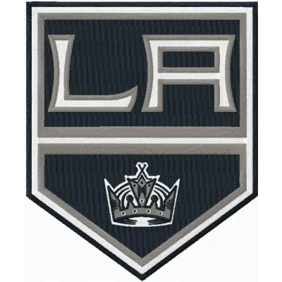 Los Angeles Kings logo embroidery design showcased on fabric, ideal for hockey fans and sports enthusiasts.