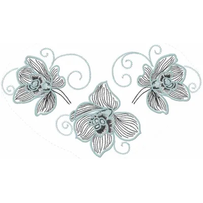 Preview of the Iris tablecloth set embroidery design featuring elegant floral motifs for your home decor.