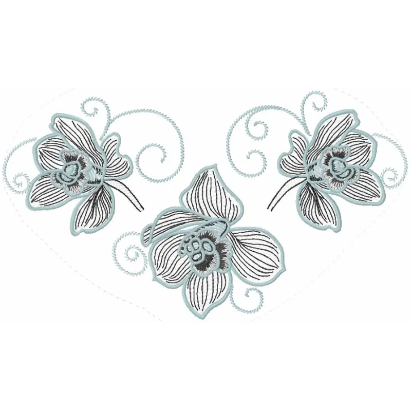 Preview of the Iris tablecloth set embroidery design featuring elegant floral motifs for your home decor.