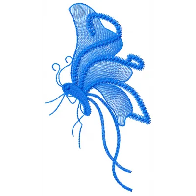 Blue Butterfly embroidery design showcasing intricate stitching patterns perfect for various fabric projects.