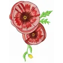 Two poppies embroidery design showcasing vibrant flowers, perfect for embellishing bags, shirts, or home decor items.