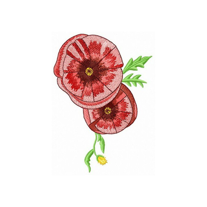 Two poppies embroidery design - Embroidery Design