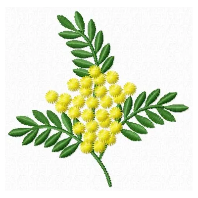 Mimosa flower embroidery design showcasing intricate floral motifs for creative stitching projects.