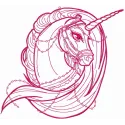 Moonlight unicorn one color embroidery design showcased on a fabric background, perfect for various stitching projects.