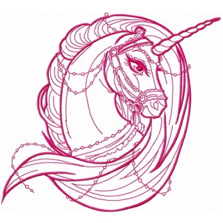 Moonlight unicorn one color embroidery design - Embroidery Design