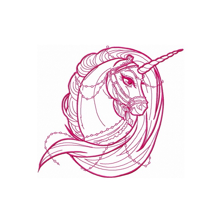 Moonlight unicorn one color embroidery design - Embroidery Design