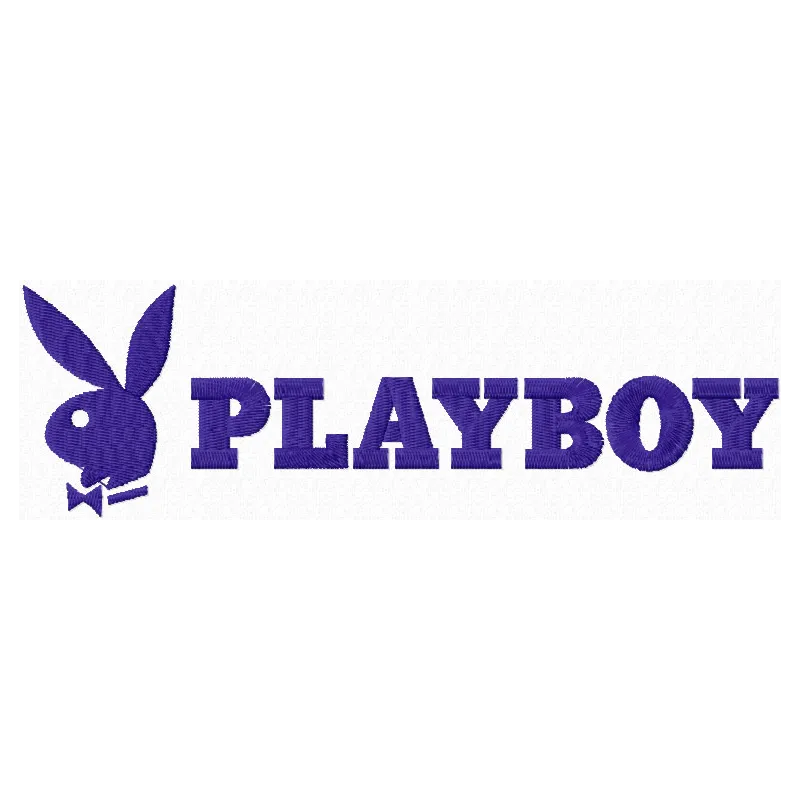 Playboy logo embroidery design showcasing intricate stitching patterns for apparel and accessories.