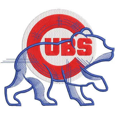 Embroidery design preview of the modern Chicago Cubs logo, featuring vibrant colors and clean edges.