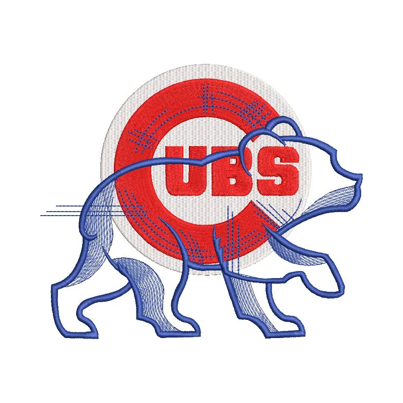 Embroidery design preview of the modern Chicago Cubs logo, featuring vibrant colors and clean edges.