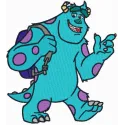 Preview of Sulley walking embroidery design from Monsters Inc, showcasing a fun and playful stitched motif.