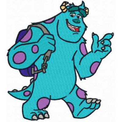 Preview of Sulley walking embroidery design from Monsters Inc, showcasing a fun and playful stitched motif.