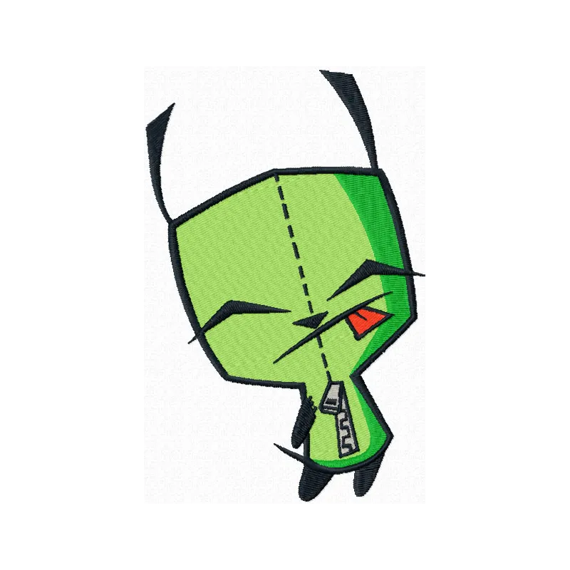 Invader Zim Gir embroidery design featuring a fun monster motif, ideal for creative stitching projects.