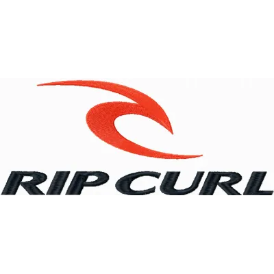 Rip Curl embroidery design showcasing a stylish wave motif, ideal for fashion items like t-shirts and hoodies.
