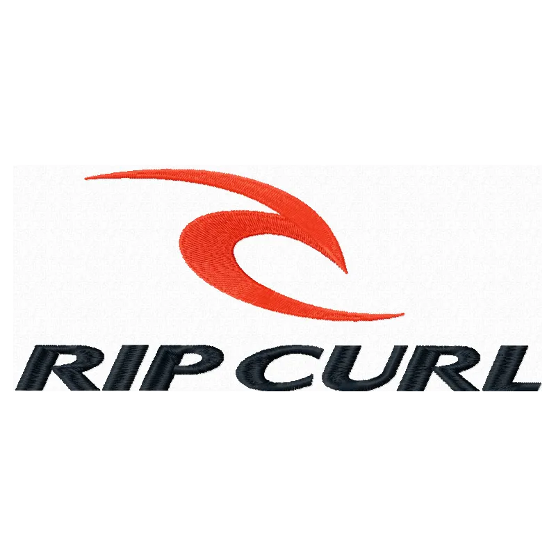 Rip Curl embroidery design showcasing a stylish wave motif, ideal for fashion items like t-shirts and hoodies.