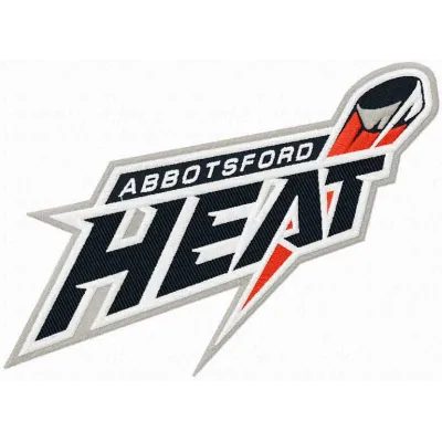 Abbotsford Heat logo embroidery design preview for hockey enthusiasts, showcasing intricate stitching details.