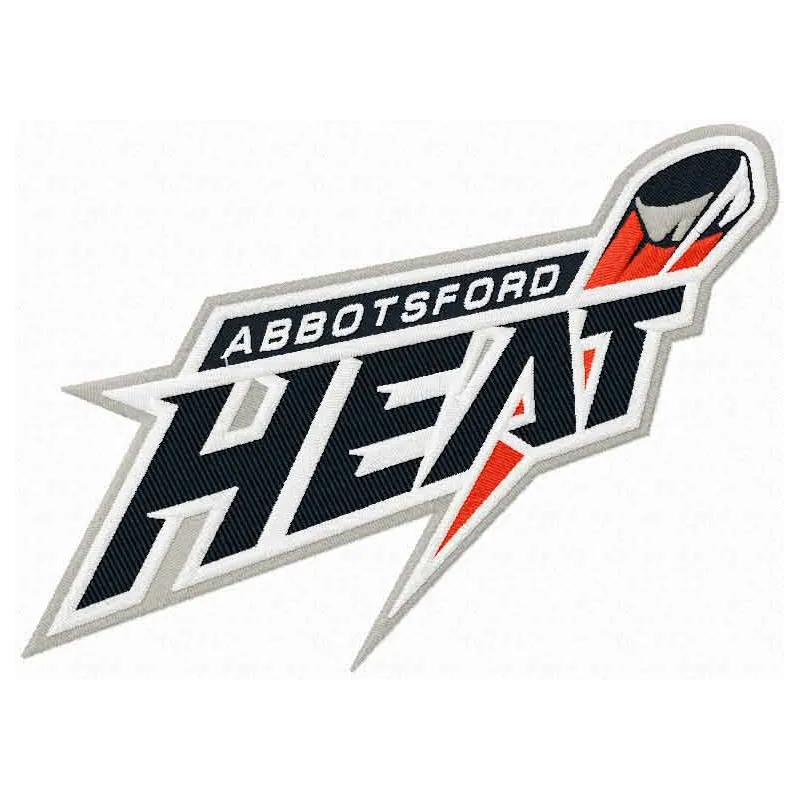 Abbotsford Heat logo embroidery design preview for hockey enthusiasts, showcasing intricate stitching details.