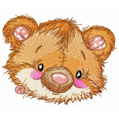 Preview of an Old Bear Toy Head embroidery design, showcasing a charming stitched motif for various projects.