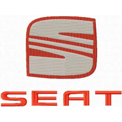 Seat logo embroidery design showcased on a denim jacket, perfect for automotive enthusiasts and hobbyists.