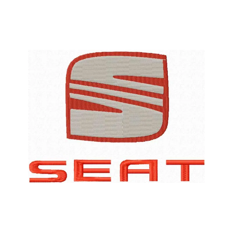 Seat logo embroidery design showcased on a denim jacket, perfect for automotive enthusiasts and hobbyists.