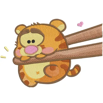 Embroidery design preview featuring a cute sushi baby Tigger inspired by Winnie the Pooh.