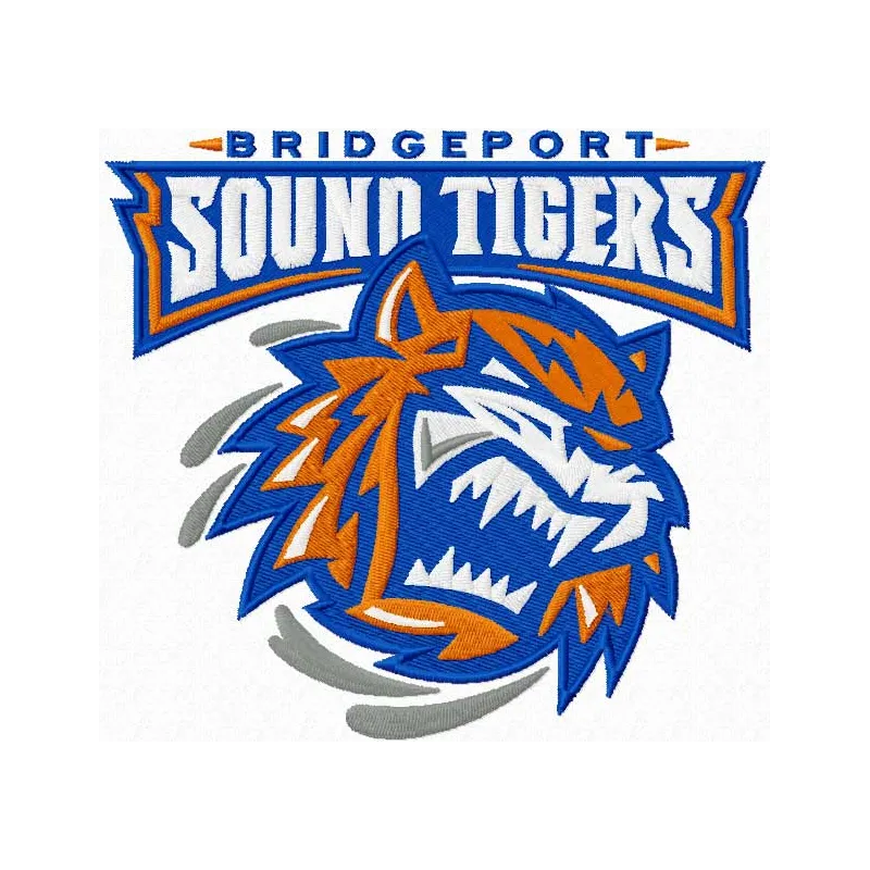 Bridgeport Sound Tigers logo embroidery design for hockey-themed projects on apparel and accessories.