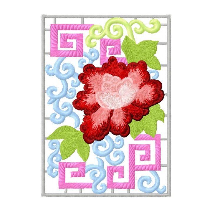 Oriental rose embroidery design - Embroidery Design