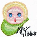 Gumnut baby face embroidery design showcasing charming details for stitching on baby items or gifts.