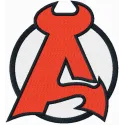 Embroidery design featuring the Albany Devils hockey team logo, ideal for stitching on apparel or accessories.