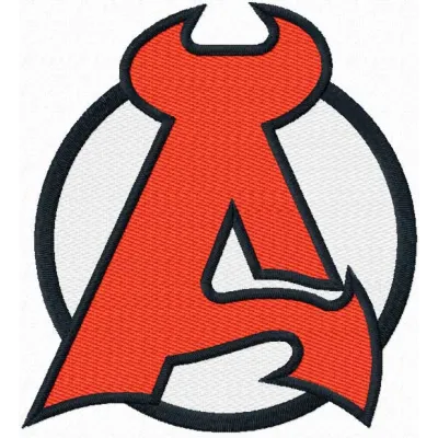 Embroidery design featuring the Albany Devils hockey team logo, ideal for stitching on apparel or accessories.