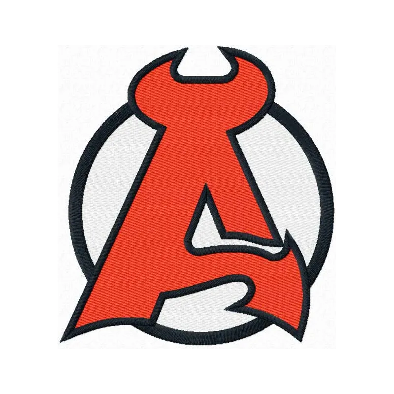 Embroidery design featuring the Albany Devils hockey team logo, ideal for stitching on apparel or accessories.