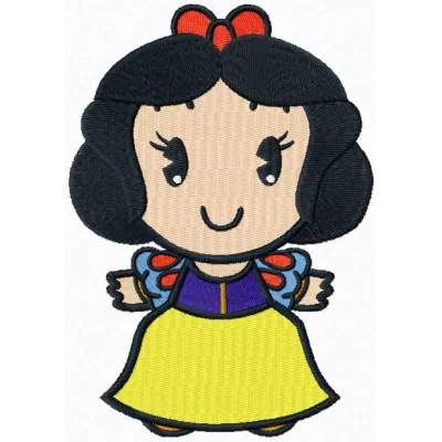 Snow White embroidery design featuring Disney Cuties style, perfect for creating delightful stitched motifs.
